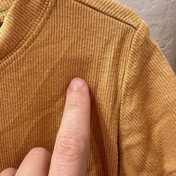 Plain Jane Mustard Ribbed Short Pajamas - Picture 4 of 7